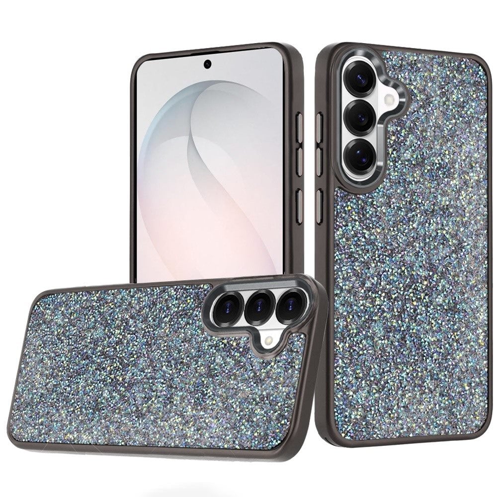 Phone Case for Samsung Galaxy S26 FE /S26 Fan Edition Crystal Glass Bling Diamond Metallic Edge Shockproof Durable Protective Clear Hybrid Stylish Premium Design Cover