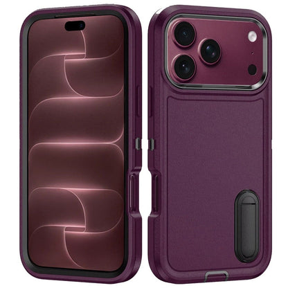 Phone Case for Apple iPhone 18 Pro/ iPhone 17 Pro 3in1 Tough Rugged Kickstand Shockproof Armor Grip Heavy Duty Drop Resistant Protective Hybrid Cover Purple