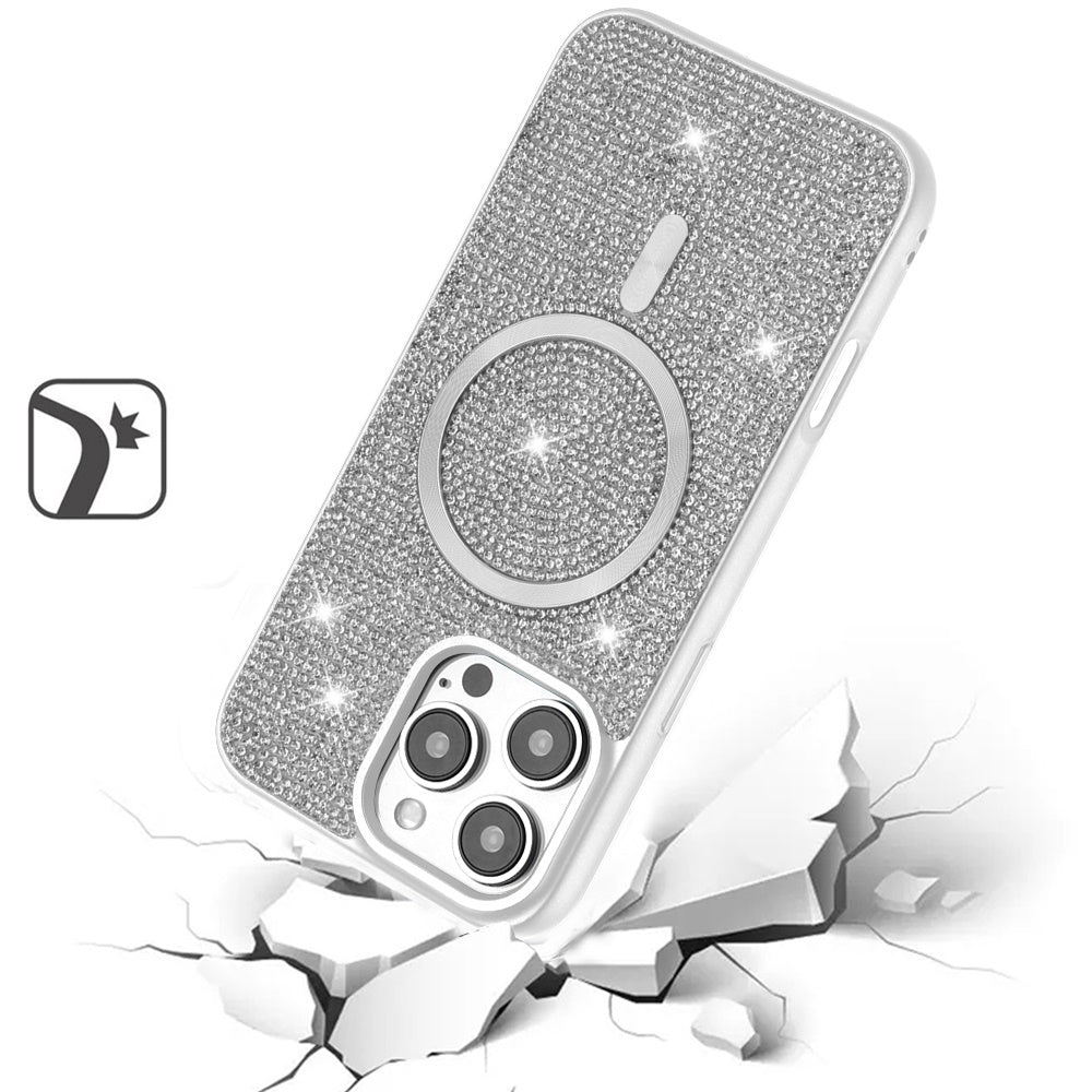 Magnetic Bling Diamond Sparkle Hybrid Shockproof Rugged Grip Durable Protection Anti-Slip Armor Design