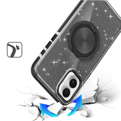 For Samsung Galaxy S26 Slim Bling Glitter Sparkly Shimmer Hybrid with Magnetic Ring and 360° Rotational Stand [Compatible with Magsafe] Case Cover