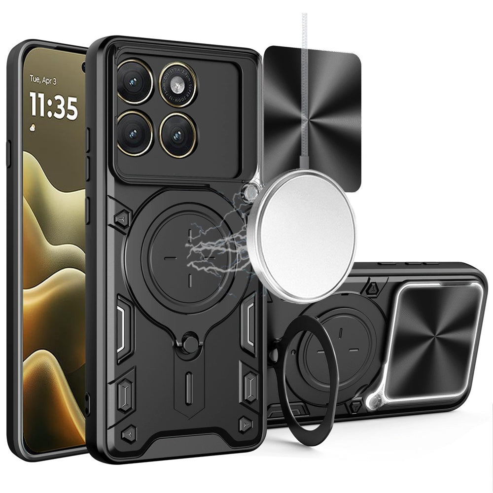 Phone Case for Motorola Edge 2026 Magnetic Ring Stand Shockproof Hybrid Full Camera Slide Guard Anti Slip Heavy Duty Protective Armor Cover