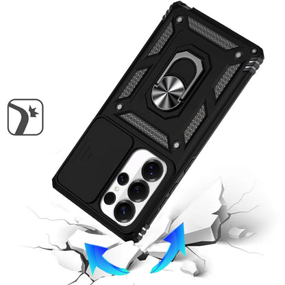 For Samsung Galaxy S26 Ultra Hybrid Ring Shockproof with 360° Rotate Ring Kickstand, Camera Lens Protection, Soft Edge Bumper Case Cover