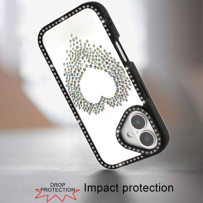 For Apple iPhone 17 Air (6.6") Angel Hearts Glitter Shimmer Diamond Edge Hybrid Drop Protection Shockproof Design Case Cover Black