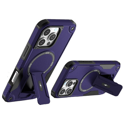 Phone Case for Apple iPhone 16 Pro Max Magnetic Kickstand Rugged Shockproof Armor Grip Anti Slip Heavy Duty Protective Matte Stand Hybrid Cover Purple