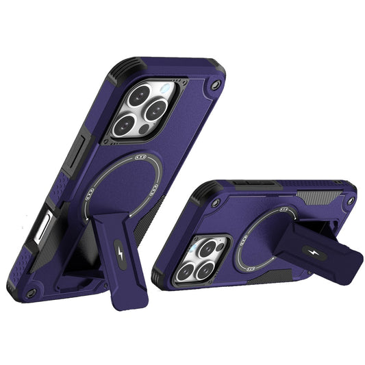 Phone Case for Apple iPhone 16 Pro Max Magnetic Kickstand Rugged Shockproof Armor Grip Anti Slip Heavy Duty Protective Matte Stand Hybrid Cover Purple