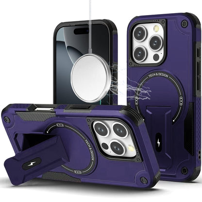 Phone Case for Apple iPhone 16 Pro Max Magnetic Kickstand Rugged Shockproof Armor Grip Anti Slip Heavy Duty Protective Matte Stand Hybrid Cover Purple