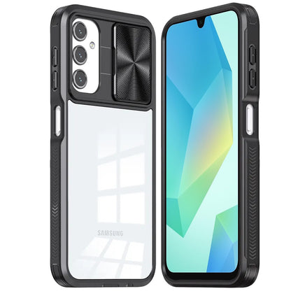 For Samsung Galaxy A16 5G Hybrid Cases with Sliding Camera Cover Transparent Shockproof Bumper TPU Protective Case Cover Pink/Blue