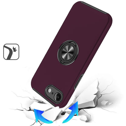 Phone Case for Apple iPhone 17E /16E /SE4 Invisible Ring Stand Shockproof Anti Slip Durable Grip Protective Hybrid Fit Magnetic Car Mount Holder Cover Purple