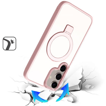 For Samsung Galaxy S25 Ultra Magnetic Metal Matte with Built-in MagSafe Stand, Hybrid Shockproof Armor, TPU Frame Case Cover