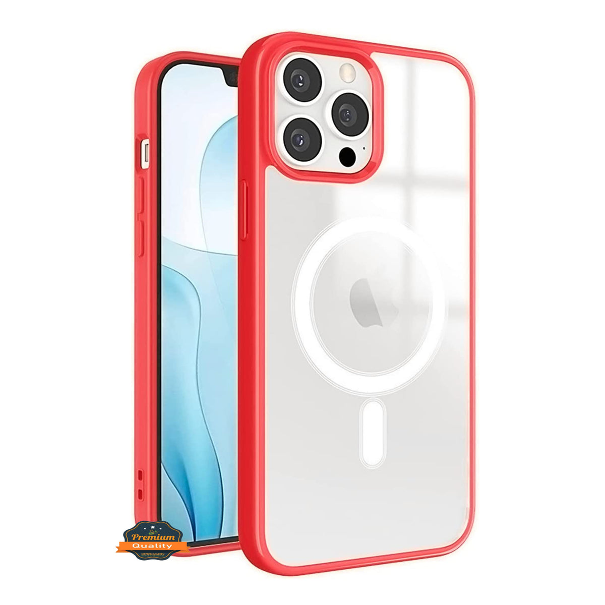 For Apple iPhone 17 Pro Max Hybrid Clear Transparent with Color Edge Bumper, MagSafe Compatible Ultra Slim Hard PC Case Cover