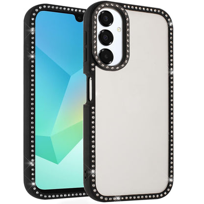 For Samsung Galaxy S25 Ultra Diamond Full Rhinestone Clear Hybrid Protective, Sparkly Bling Transparent Shockproof Bumper All Around Case Cover Black