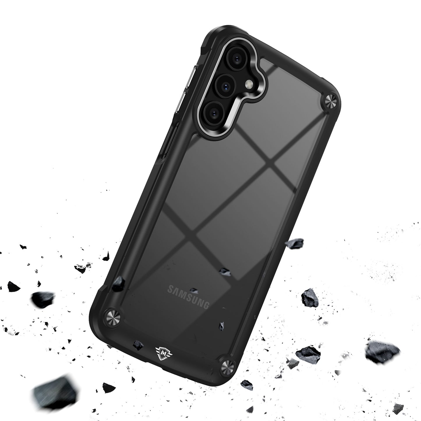 For Samsung Galaxy S25+ /S25 Plus /S24+ Plus Premium Hybrid Transparent Rubber with Metal Buttons & Camera Edges, Hard TPU Frame Corner Bumper Case Cover