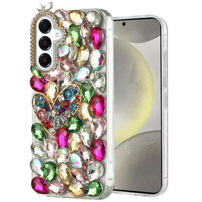 For Samsung Galaxy S25 /S24 Bling Crystal 3D Full Diamonds Luxury Sparkle Rhinestone Hybrid Protective Case Cover