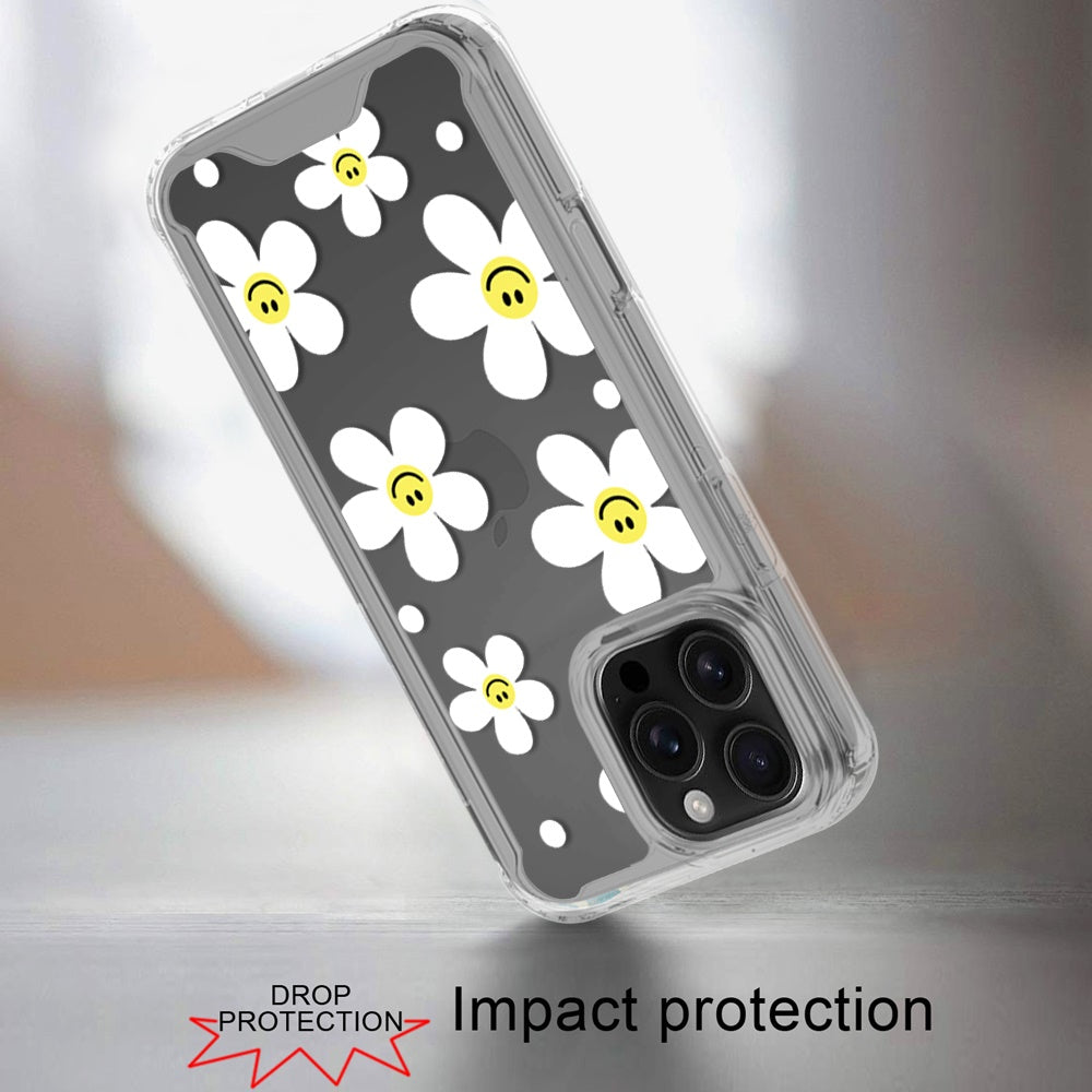 Phone Case for iPhone 16 Pro Max Beautiful Fashion Design TPU Shockproof Hybrid Rubber PC Slim Lightweight Protective Stylish Pattern Cover White