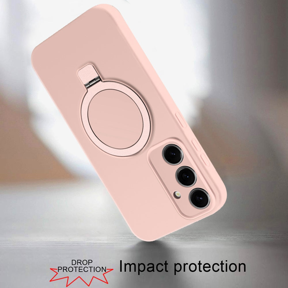 For Samsung Galaxy S24+ Plus Magnetic Ring Stand Liquid Silicone Shock Protection Soft Grip Anti Slip Durable Design for Plus Series Case Cover