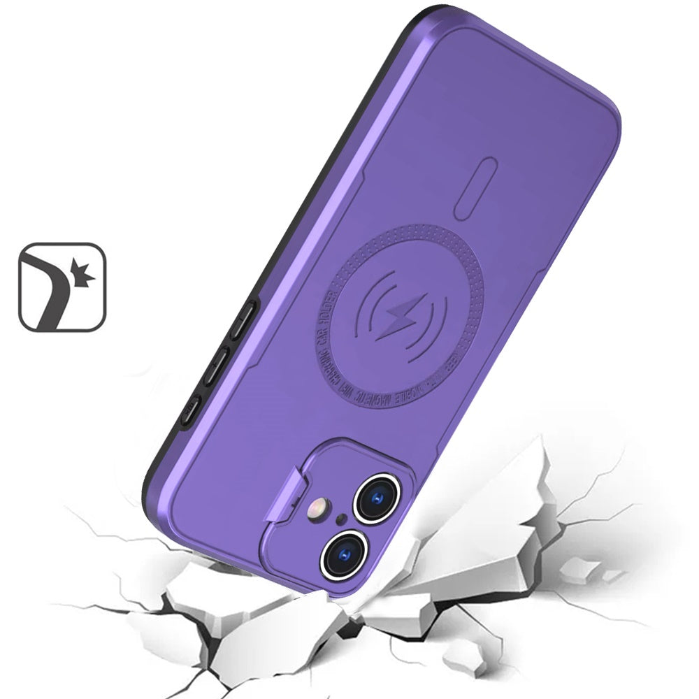 For Apple iPhone 16 Pro (6.3") Foldable Kickstand Camera Protector 2in1 Hybrid MagSafe Compatible Bumper Magnetic Case Cover