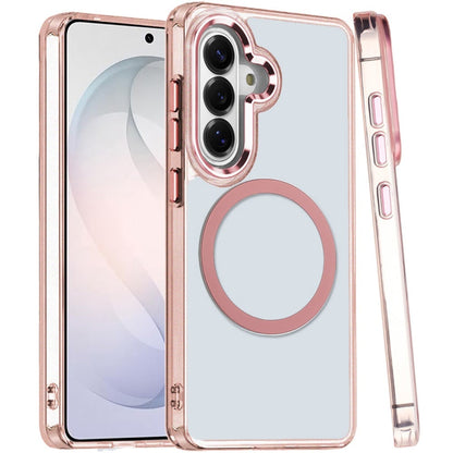 Phone Case for Samsung Galaxy S26 FE /Fan Edition Magnetic Clear Acrylic Metal Button Camera Guard Shockproof Transparent Slim Grip Premium Hybrid Cover