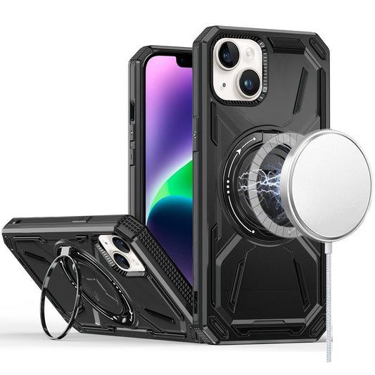 For Apple iPhone 12 /12 Pro Hybrid Magnetic Ring and 360° Rotational Kickstand with MagSafe Compatible, Military Grade Drop Protection Case Cover Black
