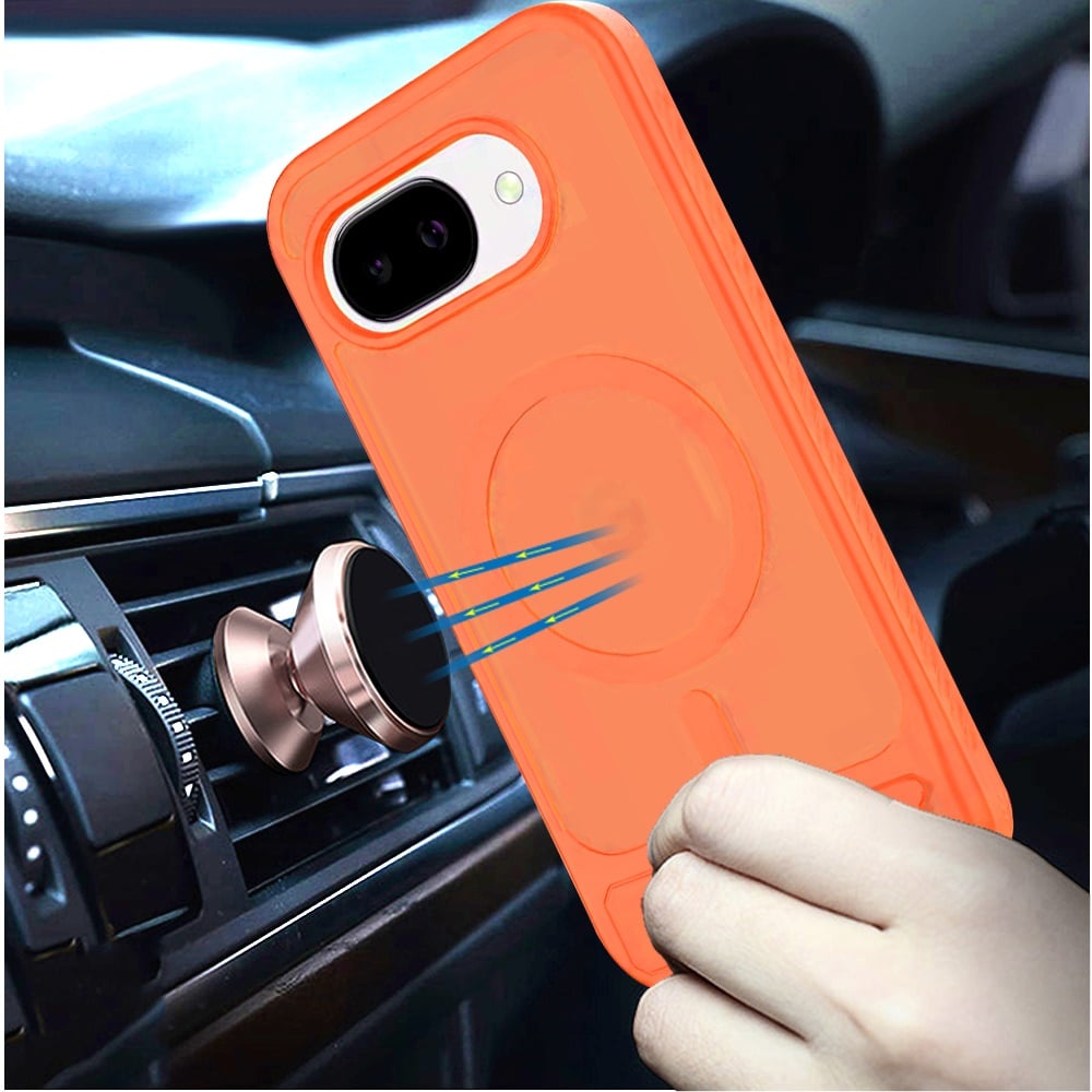 Phone Case for Google Pixel 10A Matte Magnetic Metal Kickstand Shockproof Grip Anti Slip Durable Protective Heavy Duty Hybrid Cover