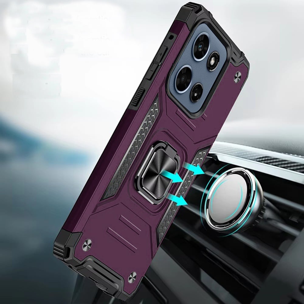 Phone Case for Motorola Moto G Play 5G 2026 Magnetic Car Mount Hybrid Ring Stand Shockproof Rugged Grip Armor Heavy Duty Protective TPU Durable Cover Purple