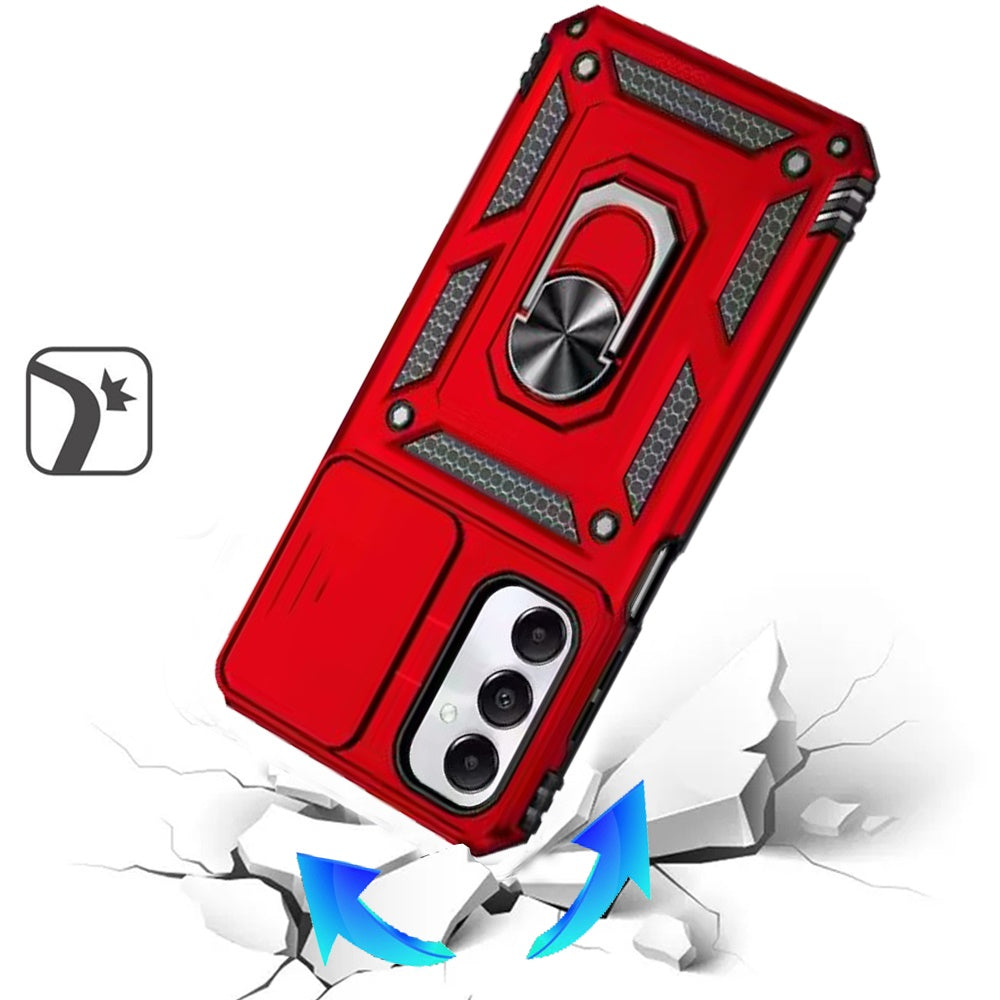 For Samsung Galaxy A17 5G Hybrid Ring Shockproof with 360° Rotate Ring Kickstand, Camera Lens Protection, Soft Edge Bumper Case Cover