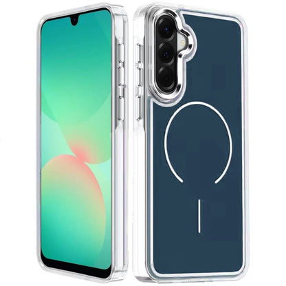 Phone Case for Samsung Galaxy A27 Metallic Transparent Magnetic Magsafe Compatible Shockproof Hybrid TPU Durable Clear Protective Grip Cover