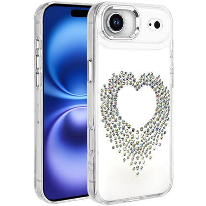 For Apple iPhone 17 Air (6.6") Angel Hearts Bling Glitter Diamond Hybrid TPU Cover, Colorful Frame Shockproof Protective Back Case Cover