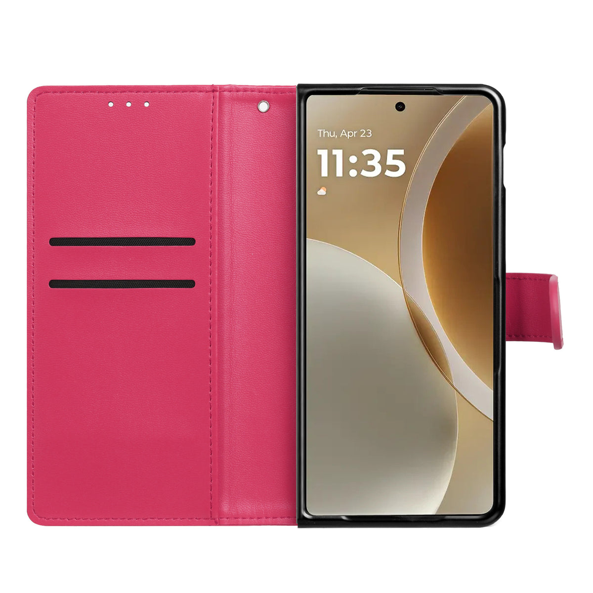 Phone Case for Motorola Razr Fold 2026 Leather Wallet Folio Credit Card Holder with Magnetic Closure Wrist Strap Classic Flip Design Storage Slots Cover