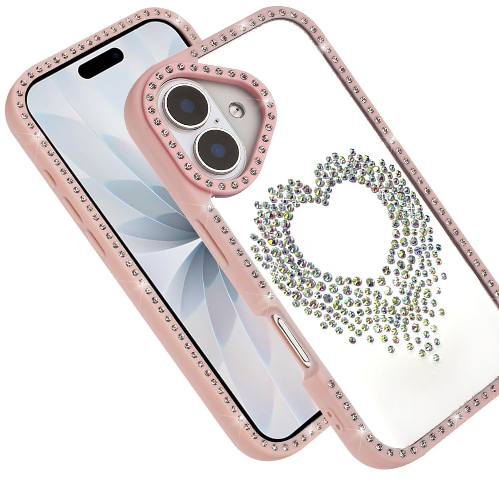 Phone Case for Apple iPhone 17 Angel Hearts Glitter Shimmer Diamond Edge Sparkle Hybrid Shockproof AntiSlip Grip Fashion Stylish Protective Bumper Cover