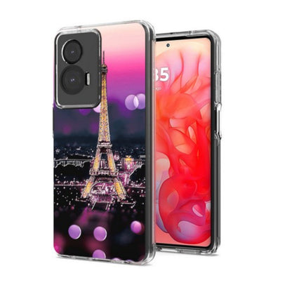 For Motorola Moto G Power 5G 2026 Hybrid Clear Frame with Trendy Pattern Design, Shockproof Hard Back & TPU Rubber Case Cover Eiffel Tower Paris