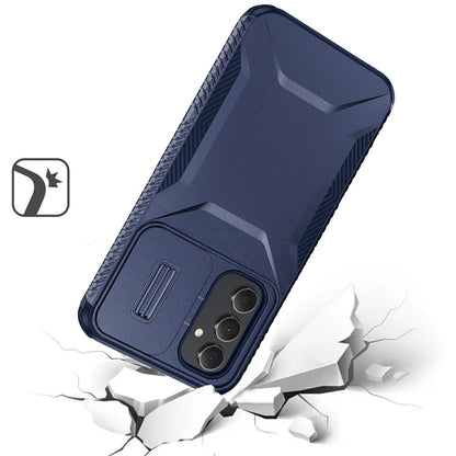 For Samsung Galaxy A15 5G Slim Fit Shockproof Hybrid with Slide Camera Window Covering, Rugged Tpu Silicone Hard PC Bumper Case Cover