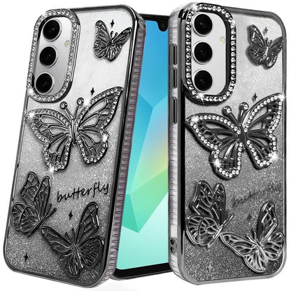 Phone Case for Samsung Galaxy A16 5G Butterfly Freedom Shimmer Glitter Thick TPU Shockproof Anti Slip Durable Protective Design Cover