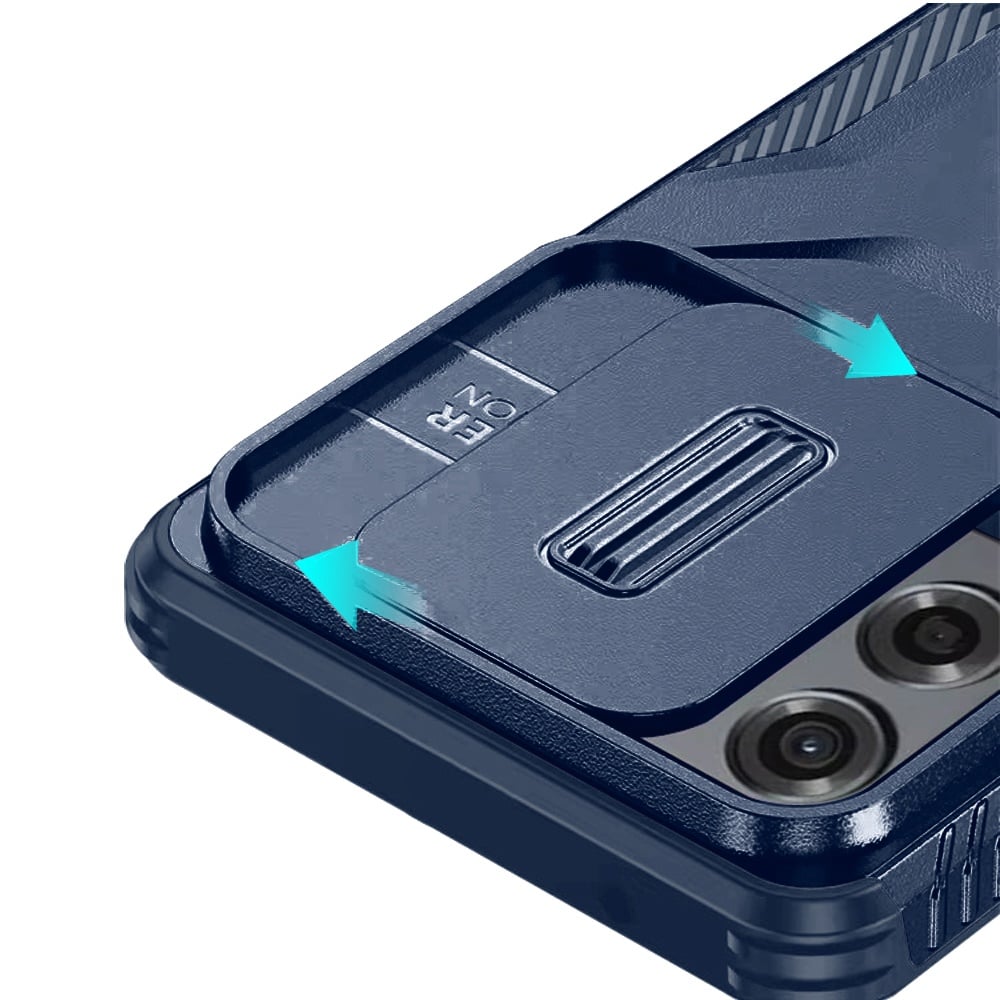Phone Case for Motorola Edge 2024 Shockproof Hybrid Rugged Grip Camera Window Guard Window Protective Heavy Duty Slim Textured Design Cover Blue