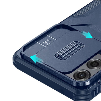 Phone Case for Motorola Edge 2024 Shockproof Hybrid Rugged Grip Camera Window Guard Window Protective Heavy Duty Slim Textured Design Cover Blue