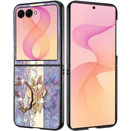 Phone Case for Samsung Galaxy Z Flip 8 Diamond 3D Fashion Floral Glitter Engraved Luxury Bling Hybrid Shockproof Chrome Edge Protective Grip Cover