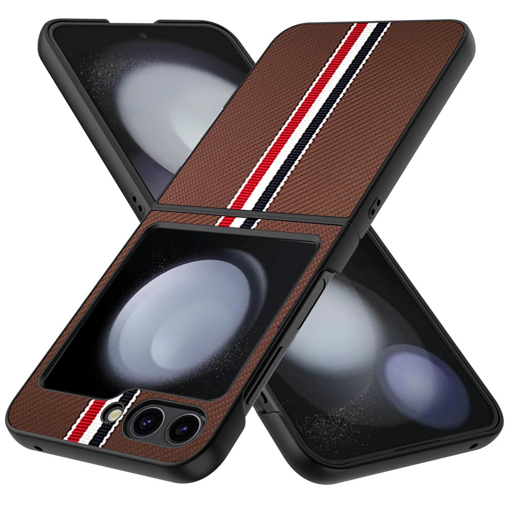 For Google Pixel 10 Pro Fold Velvet Fabric PU Vegan Leather, Premium Flip Design, Slim Snap-On Hard PC + TPU Case Cover Brown