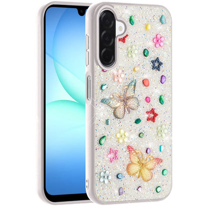 For Samsung Galaxy A17 5G Diamond Butterfly 3D Glitter Bling Design, Slim Hybrid Sparkle Protective Cover TPU for Women Girls Case Cover