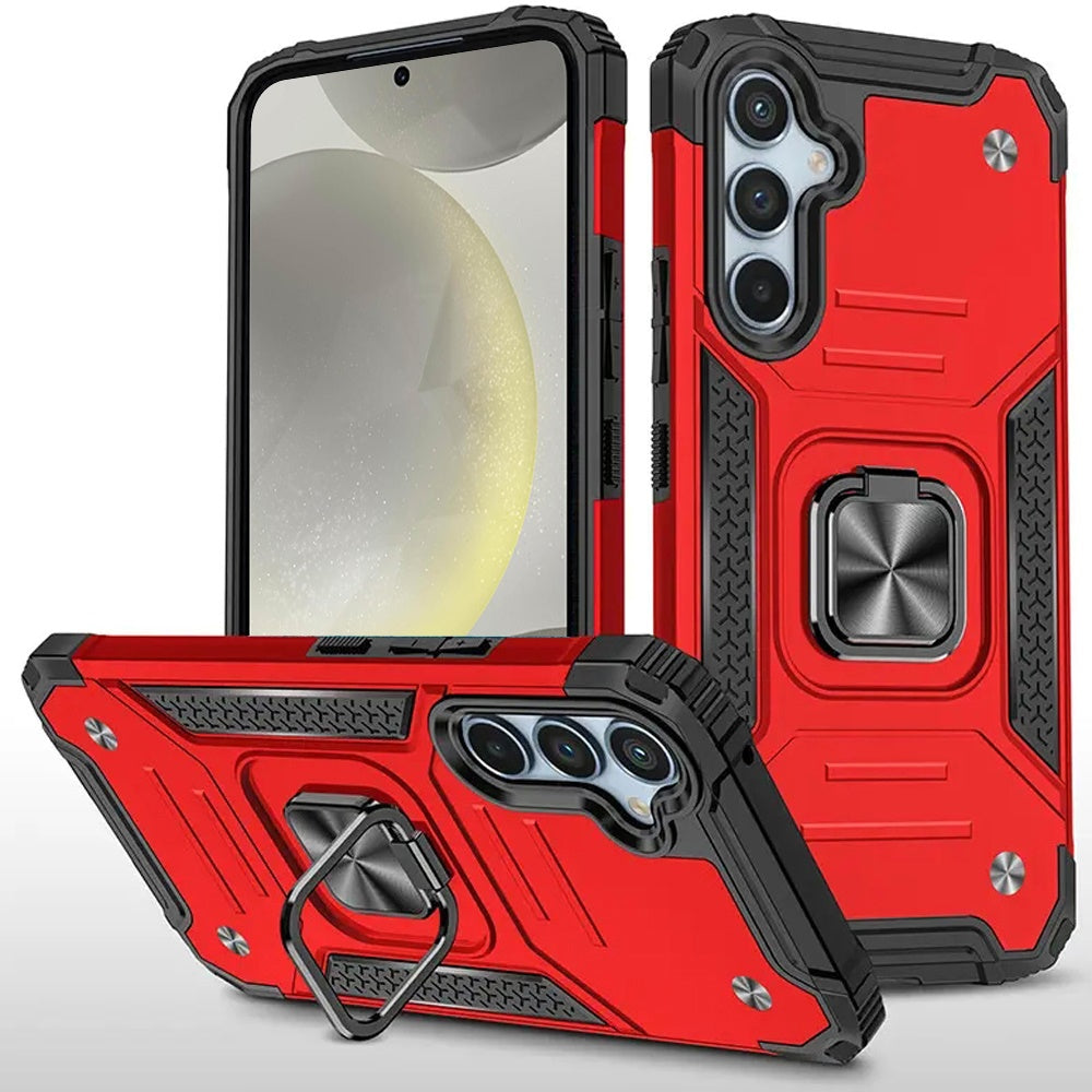 For Samsung Galaxy S25 Ultra Armor Hybrid Magnetic Stand with Ring Holder Kickstand Shockproof Heavy-Duty Durable Rugged TPU Dual Layer Case Cover