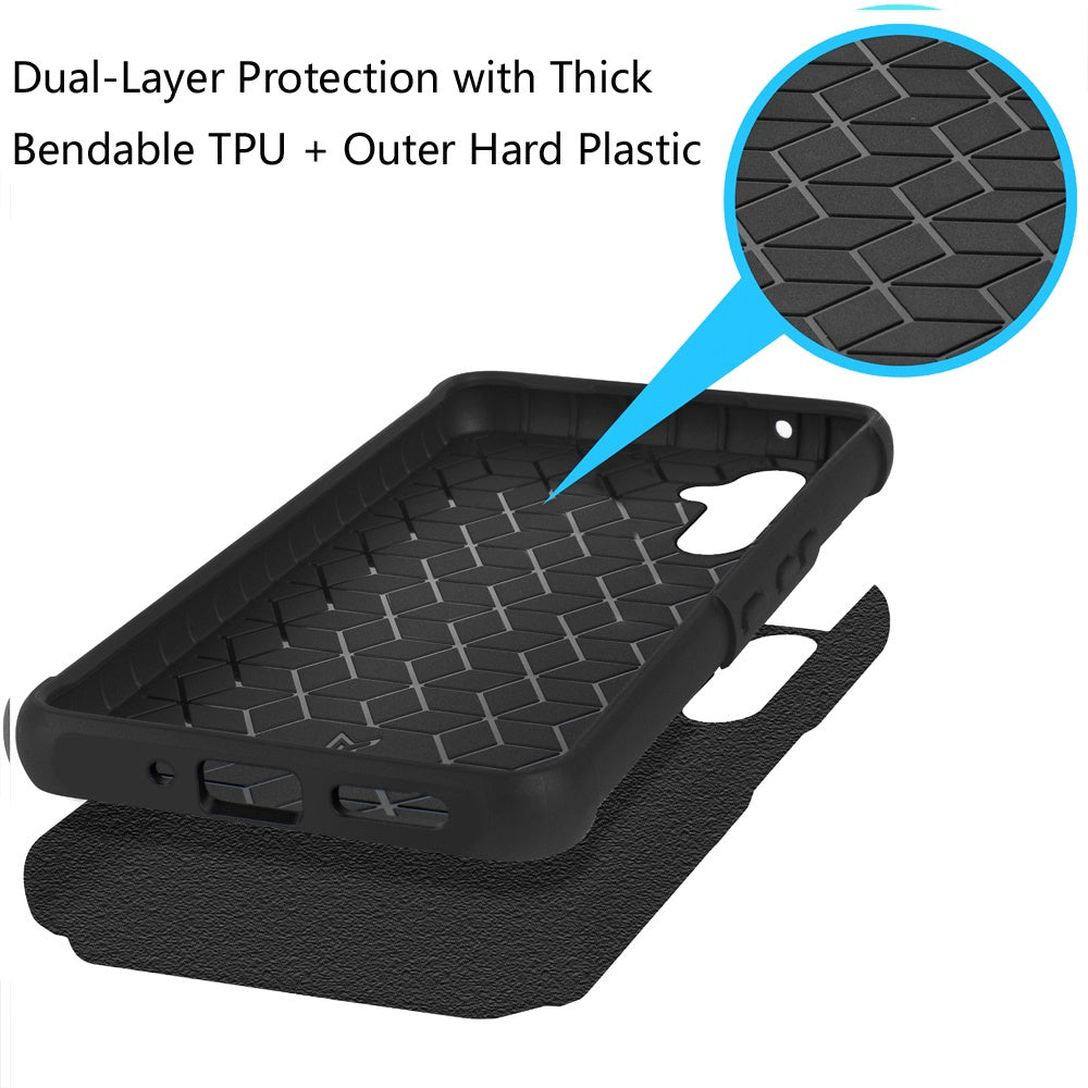 Phone Case for Samsung Galaxy A37 / A36 Slim Tough Shockproof Heavy Duty Hybrid Armor Anti Slip Durable Grip Dual Layer TPU Protective Hard Shell Cover Black
