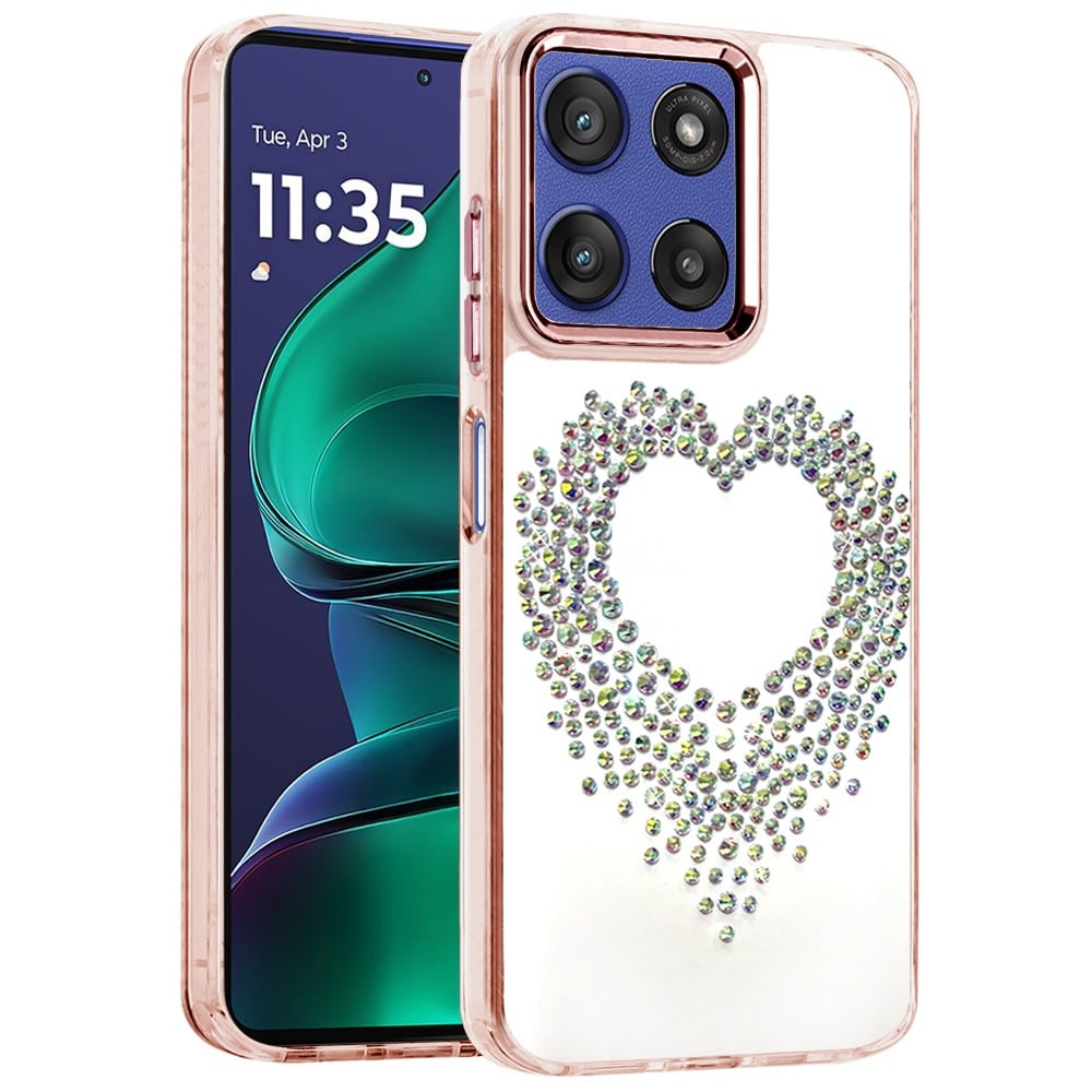 For Motorola Moto G Stylus 5G 2026 /2025 Angel Hearts Bling Glitter Diamond Hybrid TPU Cover, Colorful Frame Shockproof Protective Back Case Cover