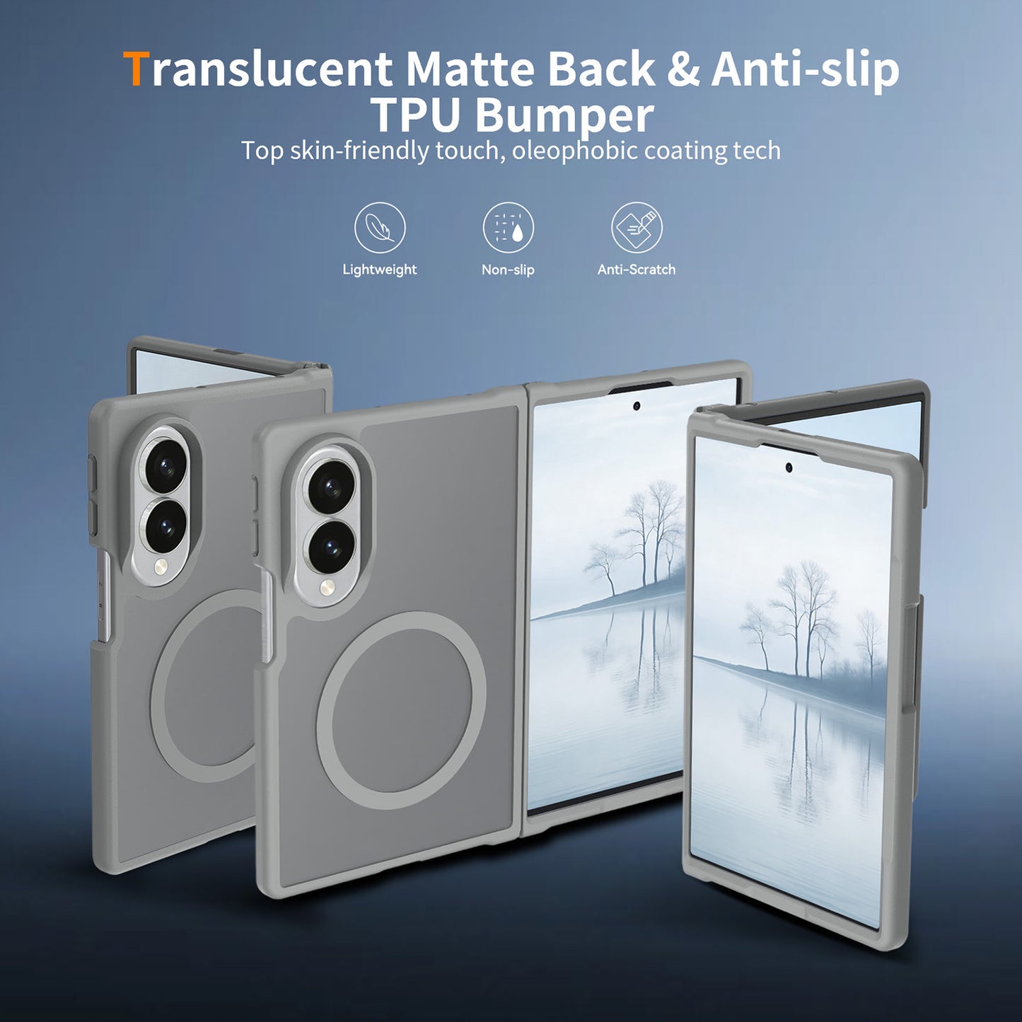 Phone Case for Samsung Galaxy Z Fold 8 Magnetic Circle Matte Hybrid Shockproof Smooth Grip Durable Camera Protection Soft Touch TPU Armor Cover