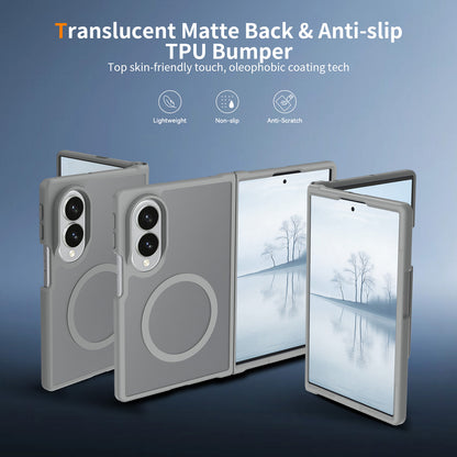 Phone Case for Samsung Galaxy Z Fold 8 Magnetic Circle Matte Hybrid Shockproof Smooth Grip Durable Camera Protection Soft Touch TPU Armor Cover