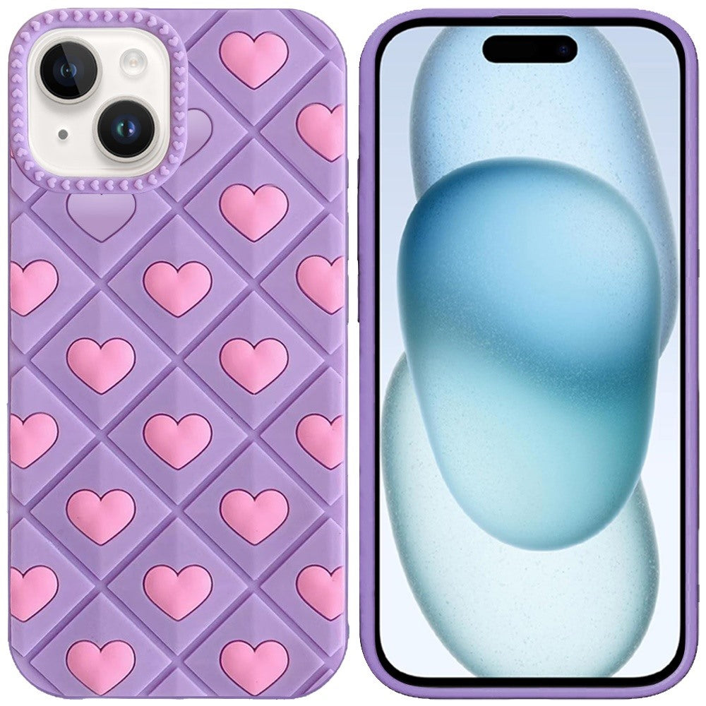 Phone Case for iPhone 15 Fashionable Silicone Textured Decorative Design Pattern Protective Rubber TPU Hybrid Protection Cover