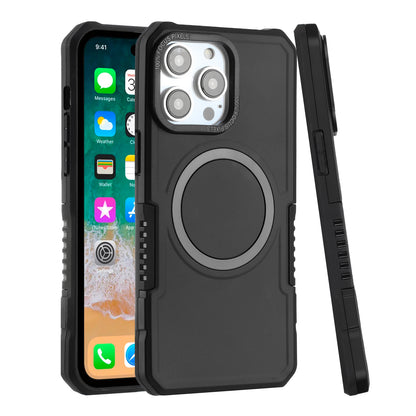 For Samsung Galaxy S25+ /S25 Plus /S24+ Plus Hybrid Armor Grip Metal Magnetic Circle Compatible with MagSafe for Wireless Charging Shockproof Case Cover