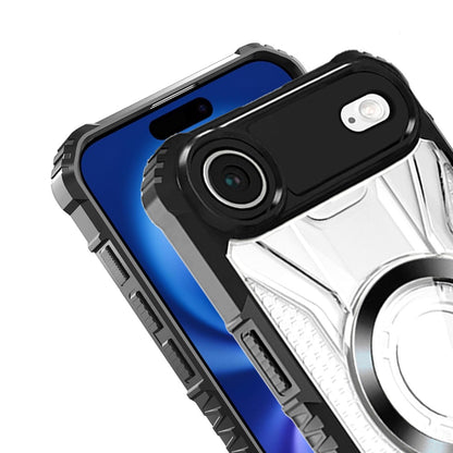 For Apple iPhone 17 Pro Magnetic Circle Transparent Rugged Hybrid MagSafe Compatible Pattern Clear Shockproof Frame Bumper Case Cover Black