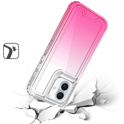 For iPhone XR Hybrid 3-in-1 Clear Case - Two-Tone Transparent Shockproof TPU + Hard Protective Frame Case Cover Clear+Pink