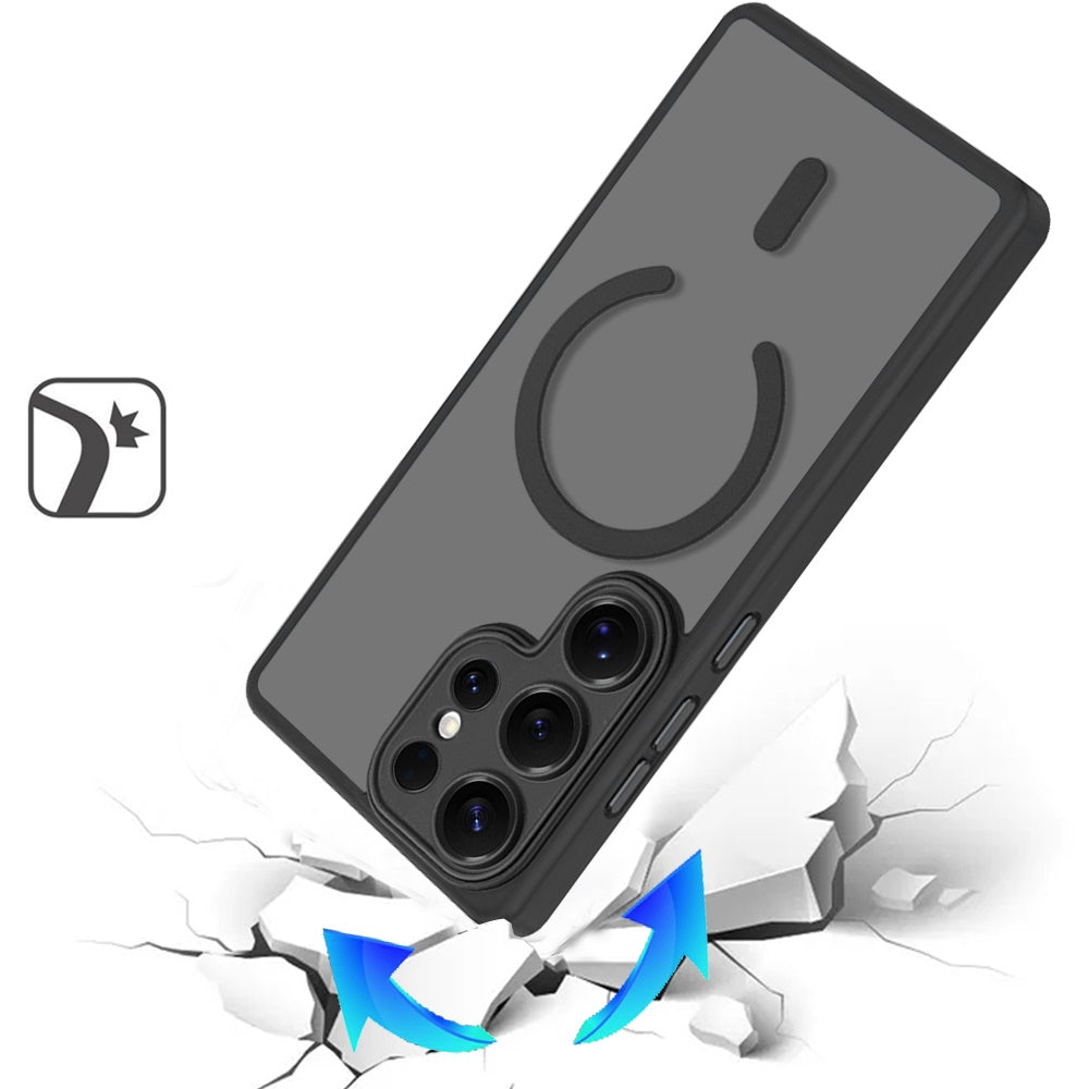 Matte Frosted Magnetic Back Hybrid Hard PC Soft TPU Camera Protection Slim Shock Absorbing Anti Fingerprint