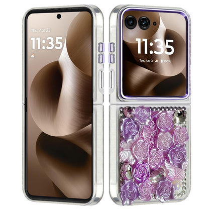 For Motorola Razr Ultra 2025 Muti-Color Floral Fashion Bling Crystal 3D Full Diamonds Stones Sparkle Rhinestone Glitter Hybrid Case Cover