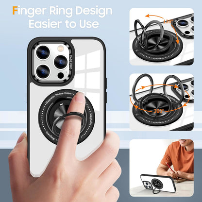 For Samsung Galaxy S25 EDGE Clear Transparent Back Hybrid with Rotating Ring Stand, MagSafe Compatible Shockproof Slim TPU PC Case Cover