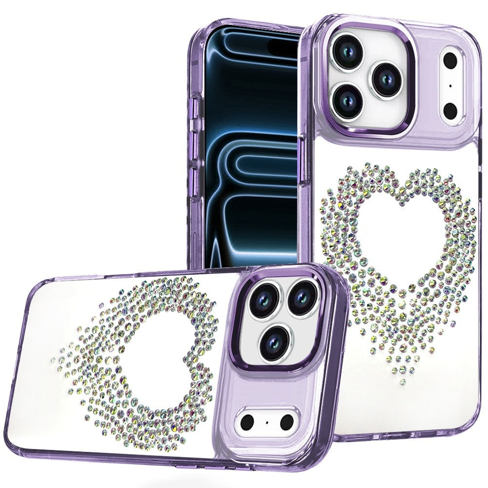 Phone Case for Apple iPhone 18 Pro Max Angel Hearts Bling Shimmer Colorful Glitter Chrome Edge Shockproof Stylish Hybrid Design Cover